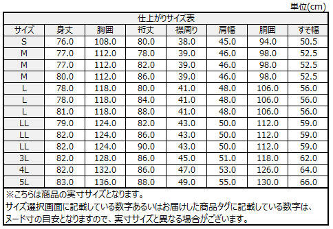 サイズチャート
