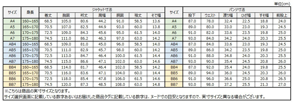 サイズチャート