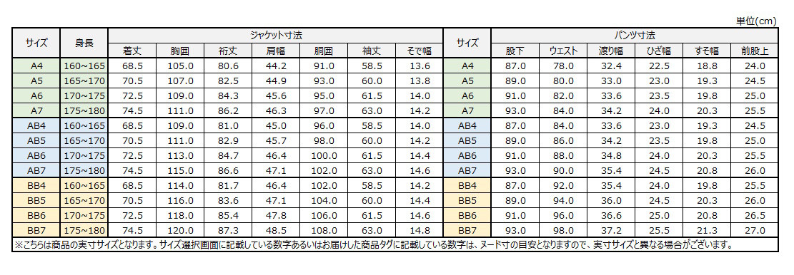 サイズチャート
