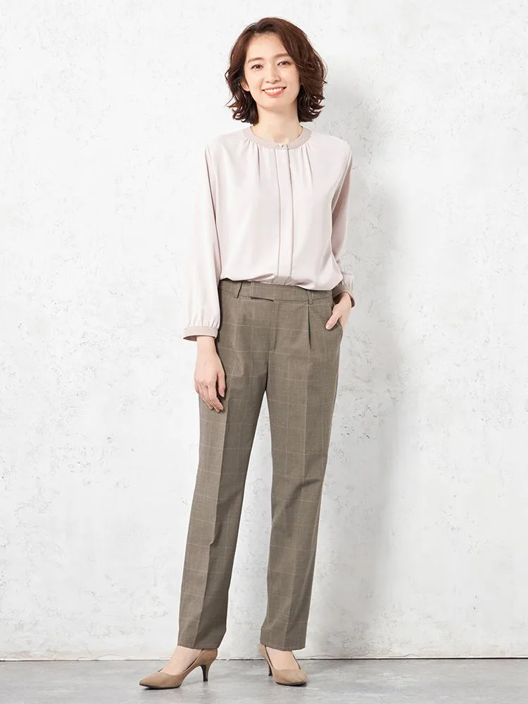 【qualite】カリテ　タータンチェックパンツ　ストレート　カジュアル　M セール】 スモールタータンチェックパンツ （パンツ）｜qualite