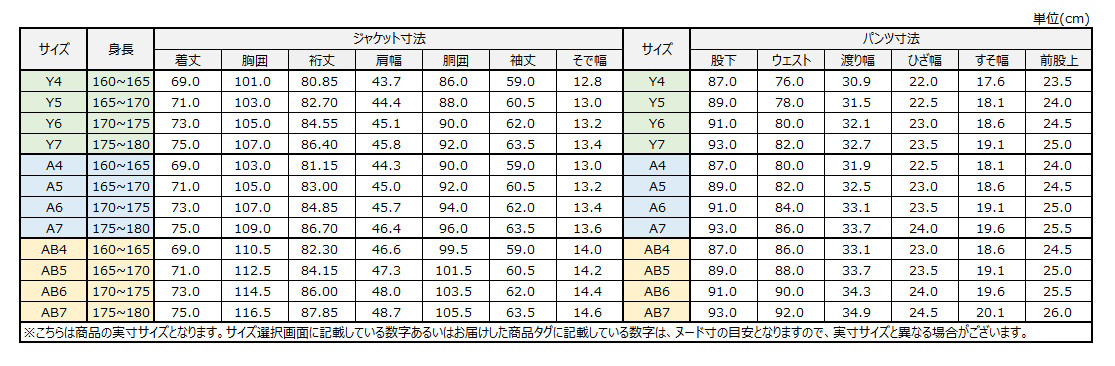 サイズチャート