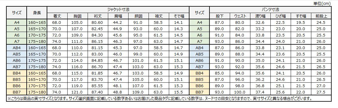 サイズチャート