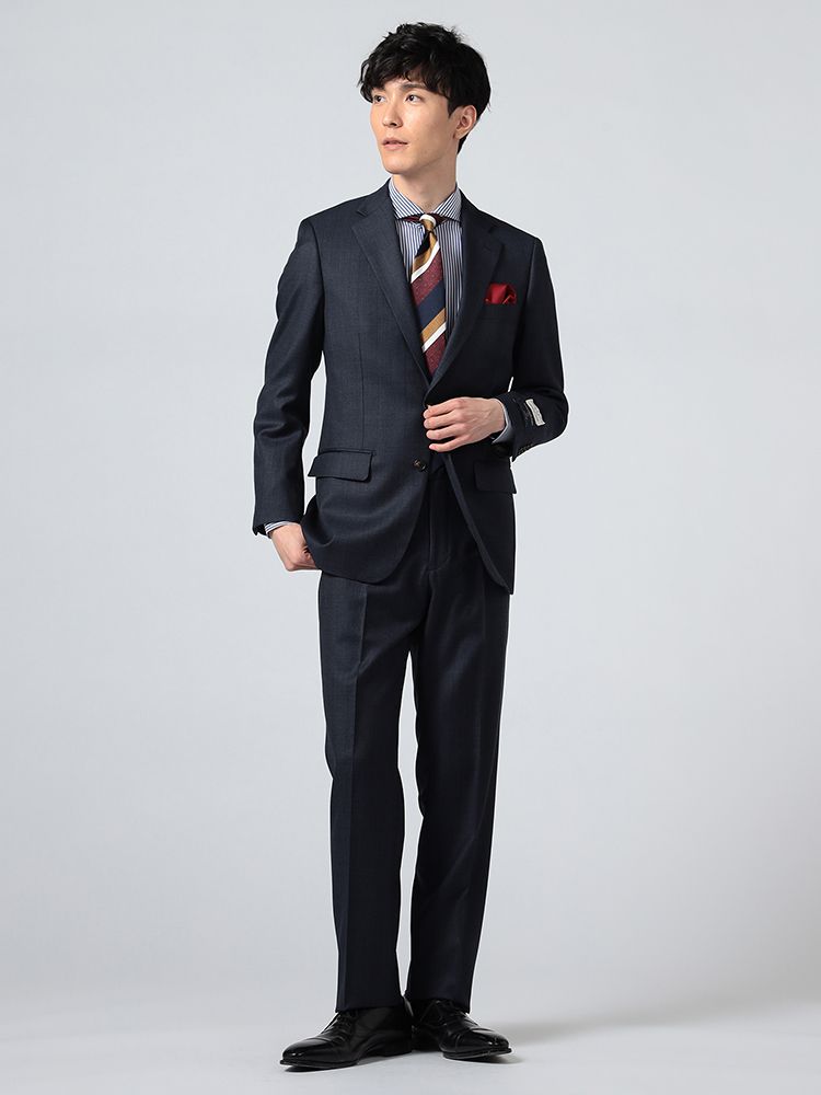 【新品】紺　バレンチノ　高級　スーツ　63,800円（税込）ダブル　A4ダブルサイドベンツ総裏✳パンツ