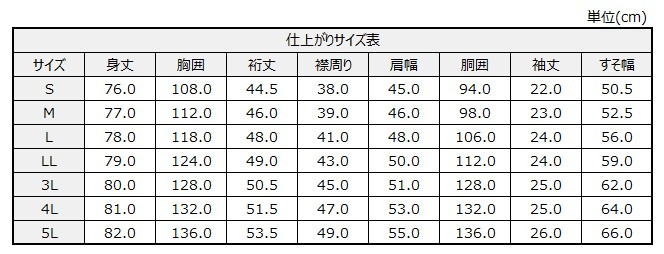 サイズチャート