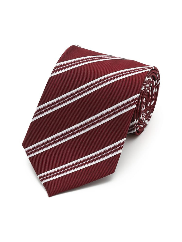 【シルク混】ネクタイレギュラーリクルートタイレッドストライプnero通年