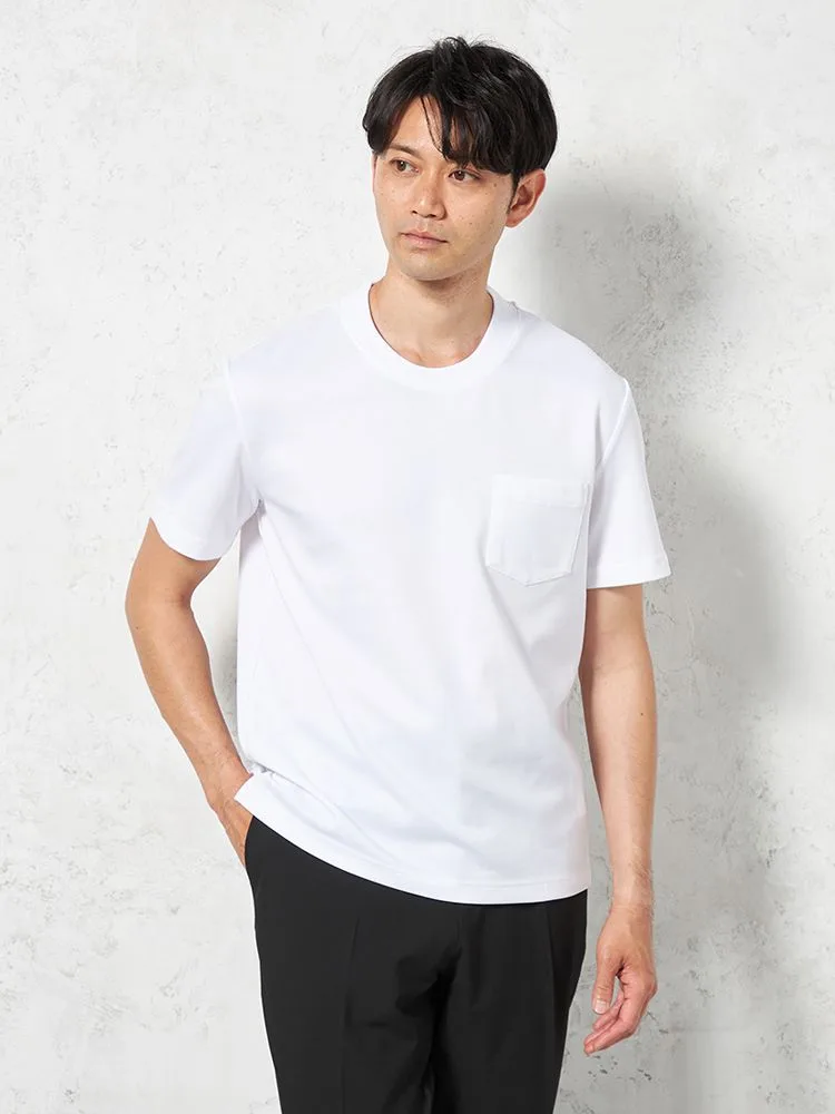 ★先行予約販売【吸湿冷感】完全ノーアイロン半袖アイTシャツスロープネック無地i-shirt春夏