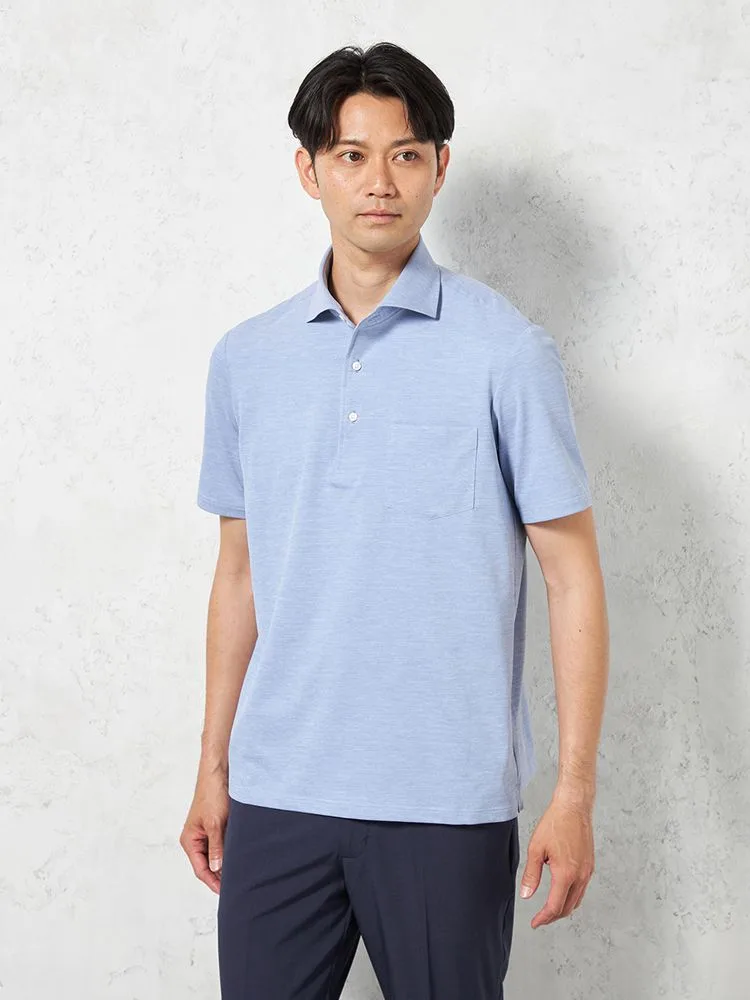 ★先行予約販売【吸湿冷感】完全ノーアイロン半袖アイポロシャツカッタウェイ無地i-shirt春夏