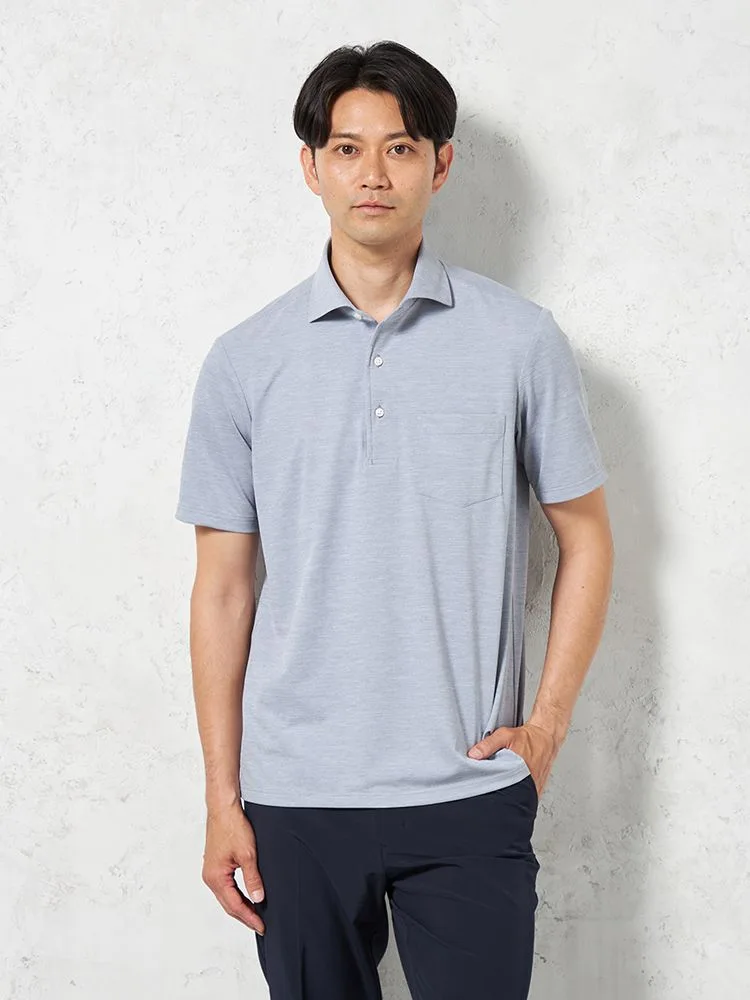 ★先行予約販売【吸湿冷感】完全ノーアイロン半袖アイポロシャツカッタウェイ無地i-shirt春夏