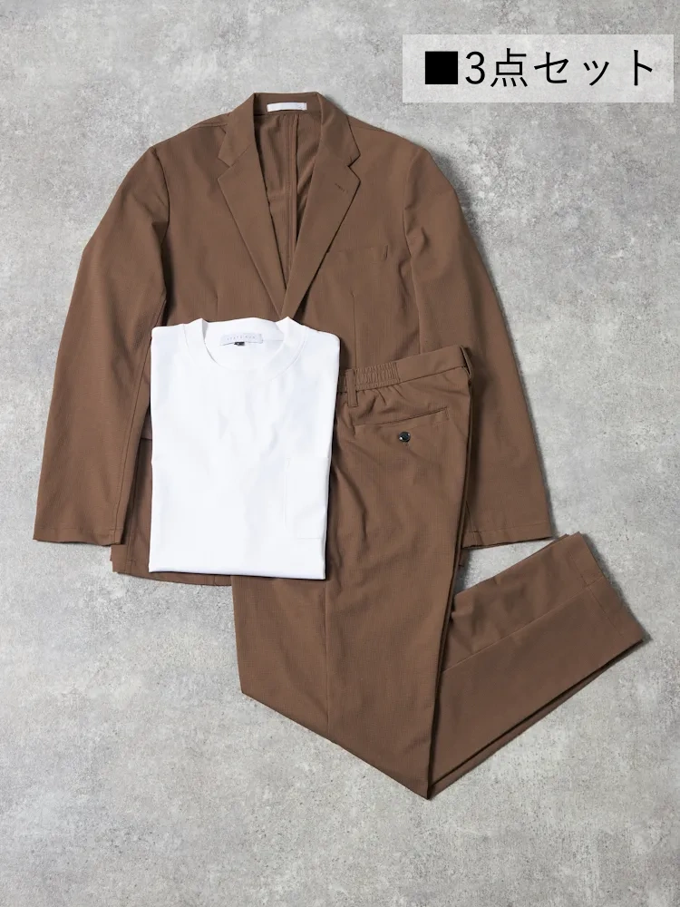 【WEB限定スマビズセット】上下セットアップ+ビズTシャツ(白)3点セット無地春夏
