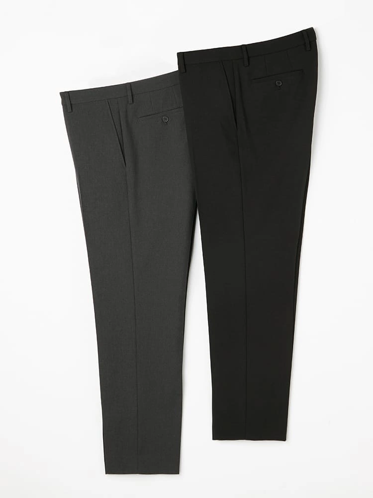 【2点パック/おまとめセット】ベーシックスラックス裾上げ不要Aセット（ブラック＆グレー）