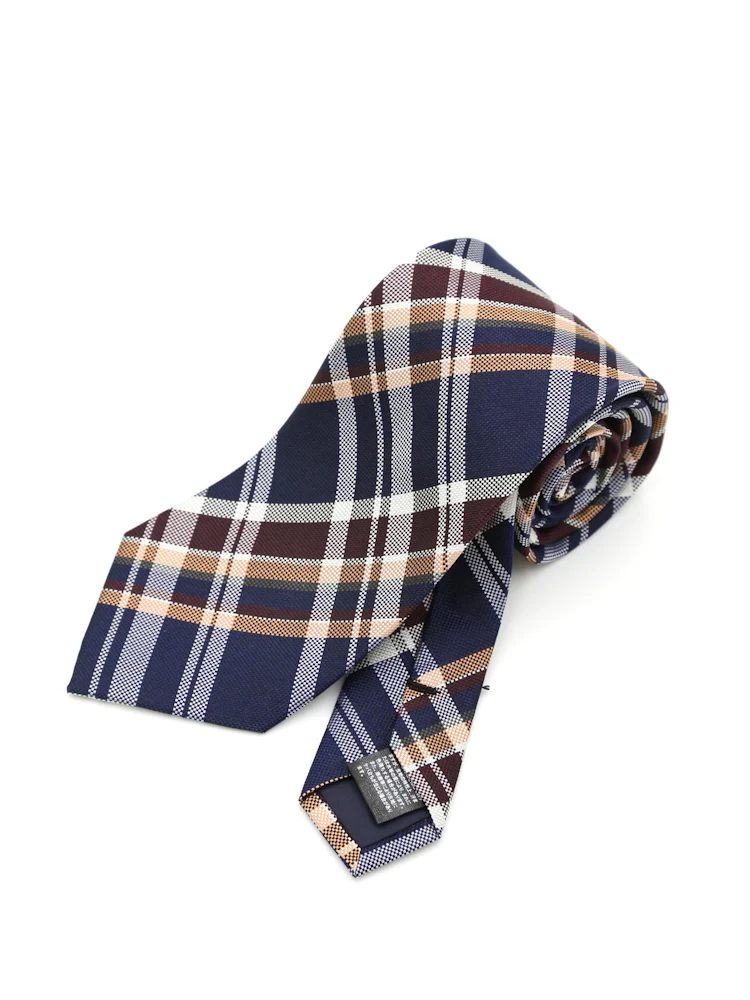 【シルク100%】ネクタイミディアムカラーチェックリッケンバッカー秋冬
