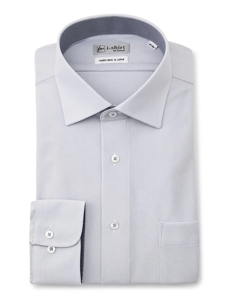 【形態安定】アイシャツ長袖ワイシャツワイド織柄無地i-shirt通年