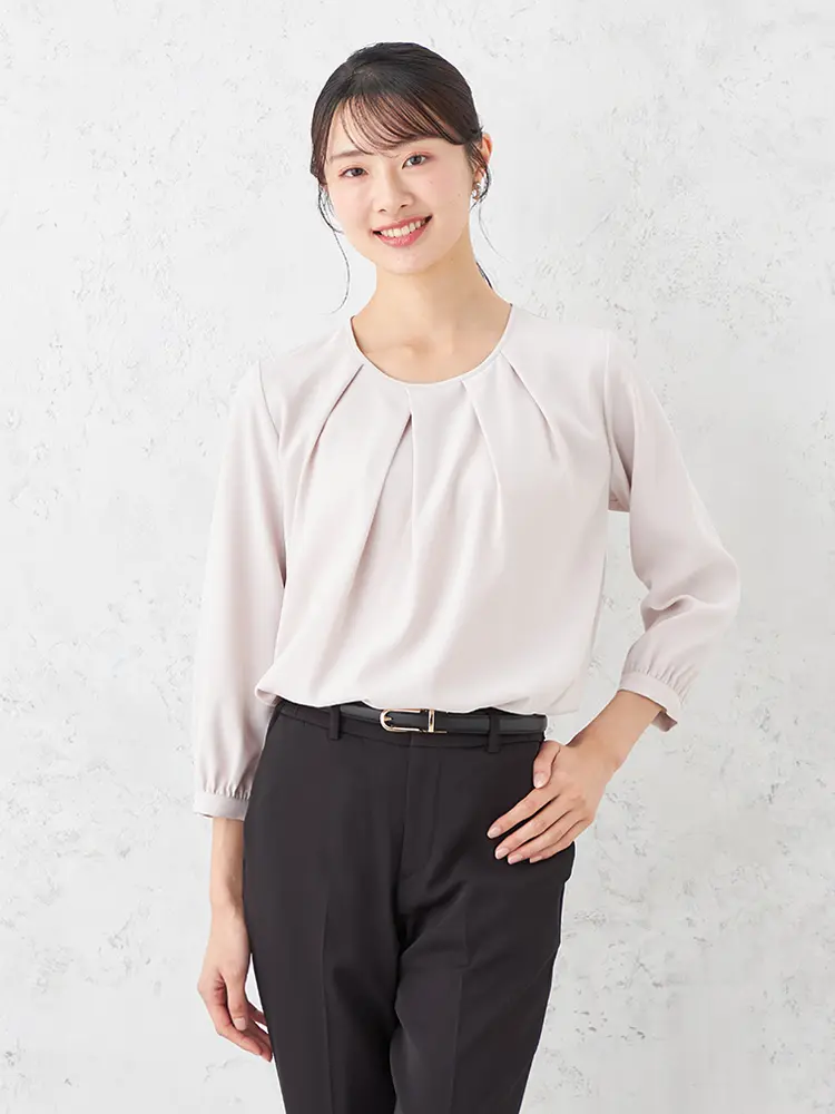 【SOFFICE】ランダムタックブラウスニットカットソー通年