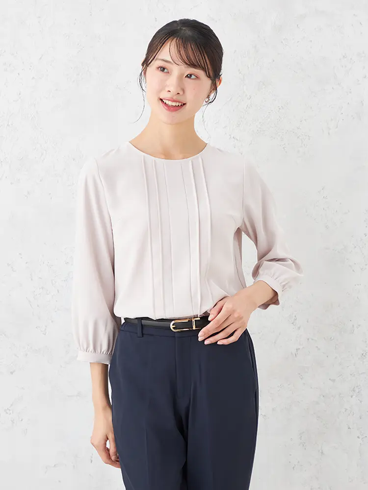 【SOFFICE】ピンタックブラウスニットカットソー通年