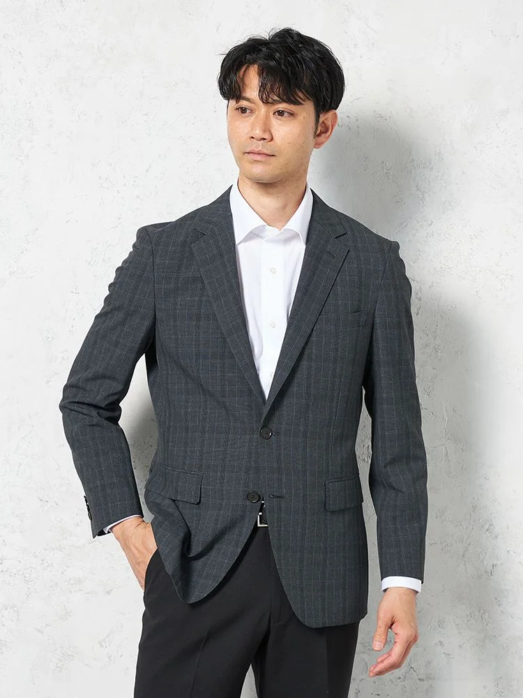 【ストレッチ】ジャケット2つボタン軽量ウォッシャブルリッケンバッカー春夏