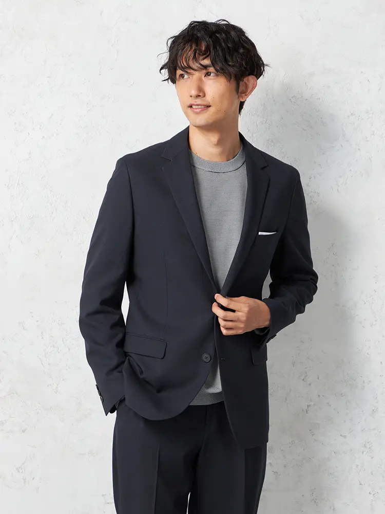 【ＴＯＫＹＯＲＵＮ】アムンゼンセットアップジャケット2つボタン無地ウォッシャブルストレッチ秋冬