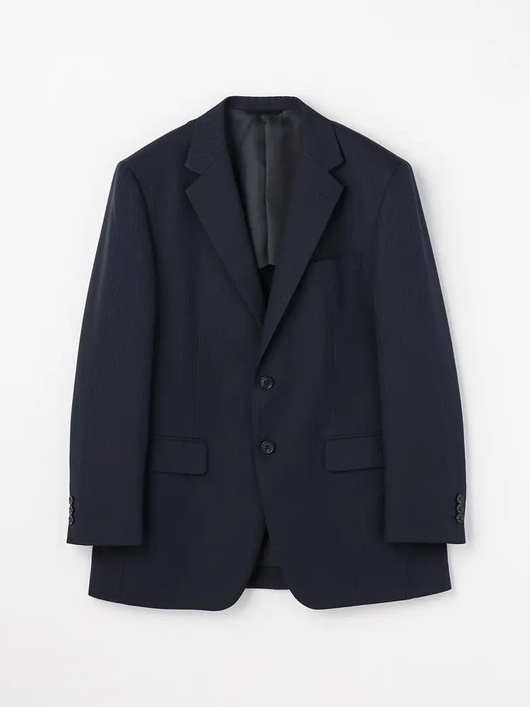 【ハントレークラブ】上下ウォッシャブルスーツ2つボタンストライプワンタックハントレークラブ通年