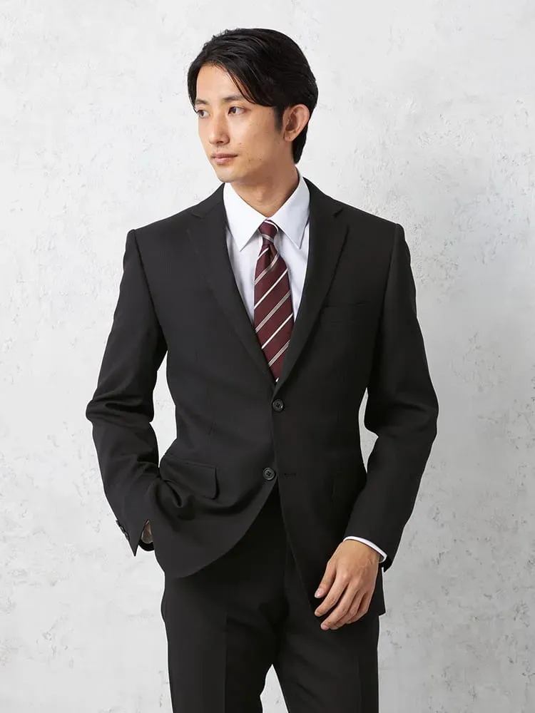 【即納】【WEB限定】褒められスーツ2つボタンブラックシャドウストライプ上下ウォッシャブル3シーズン対応入社式入学式おすすめ