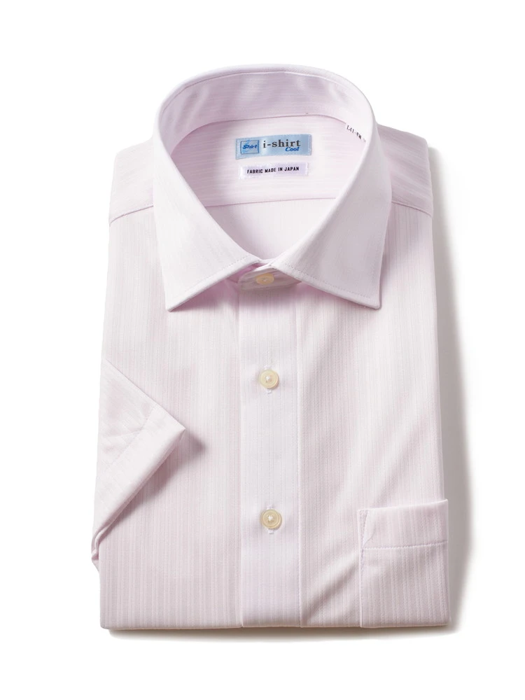 【完全ノーアイロン】半袖アイシャツカッタウェイストレッチ吸汗速乾ストライプワイシャツi-shirt春夏