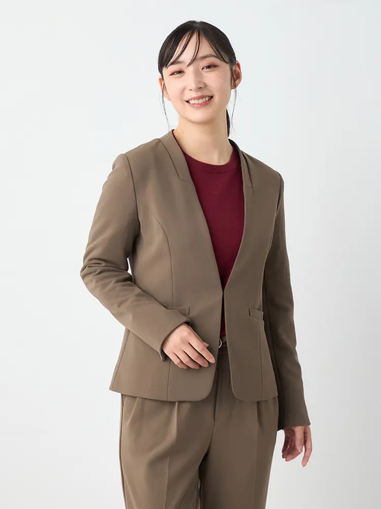 ハイストレッチカラーレスジャケットパンツセット秋冬