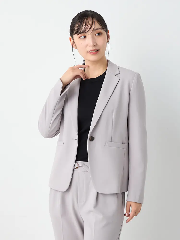 ハイストレッチテーラード1つボタンジャケットパンツセット秋冬