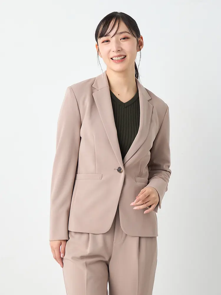 ハイストレッチテーラード1つボタンジャケットパンツセット秋冬