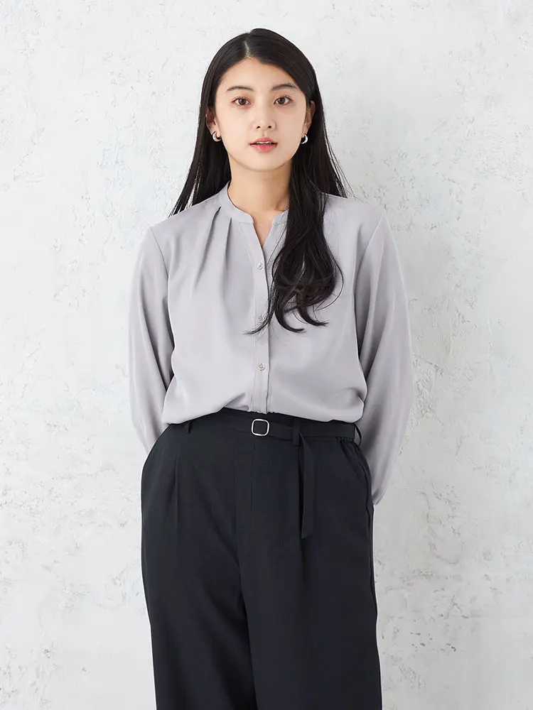 【SOFFICE】ソフトツイル前開きブラウスカットソーソフィーチェウォッシャブル通年【レディース】