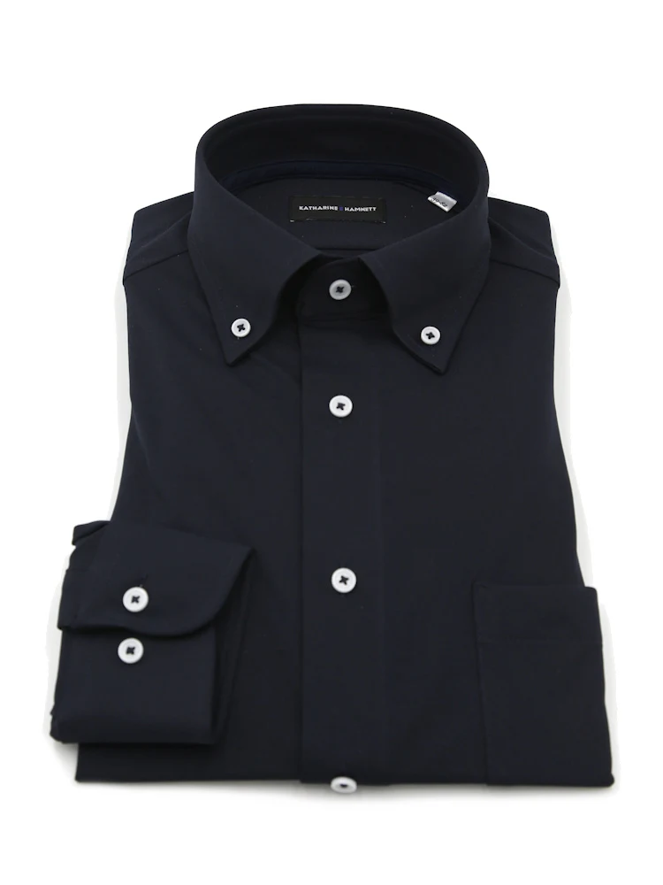 【KATHARINEEHAMNETT-キャサリン・イー・ハムネット-】長袖ワイシャツボタンダウン360°ストレッチ吸水速乾無地通年
