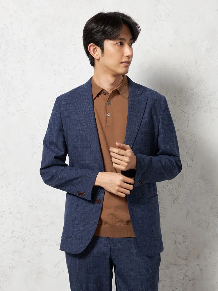 【軽量】ジャケット2つボタン【セットアップ商品有】ストレッチリネン混無地リッケンバッカー春夏