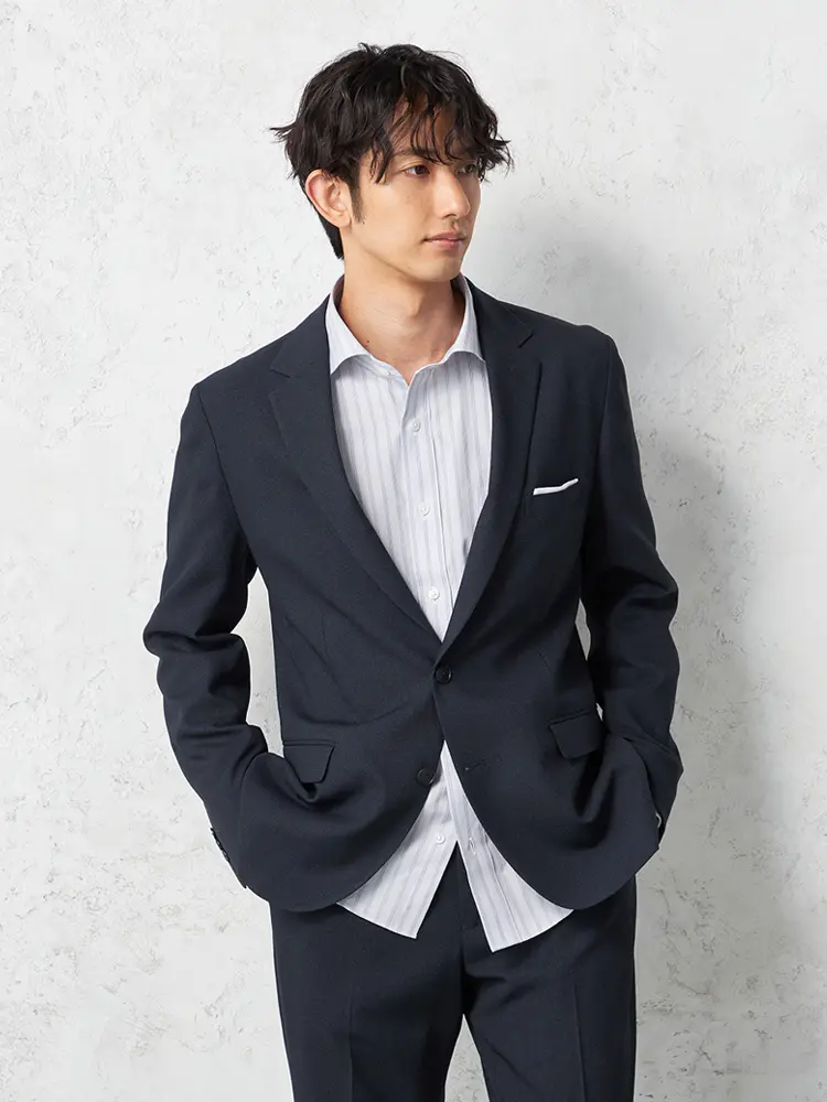 【TOKYORUN】セットアップジャケット２つボタンウォッシャブルストレッチ通年