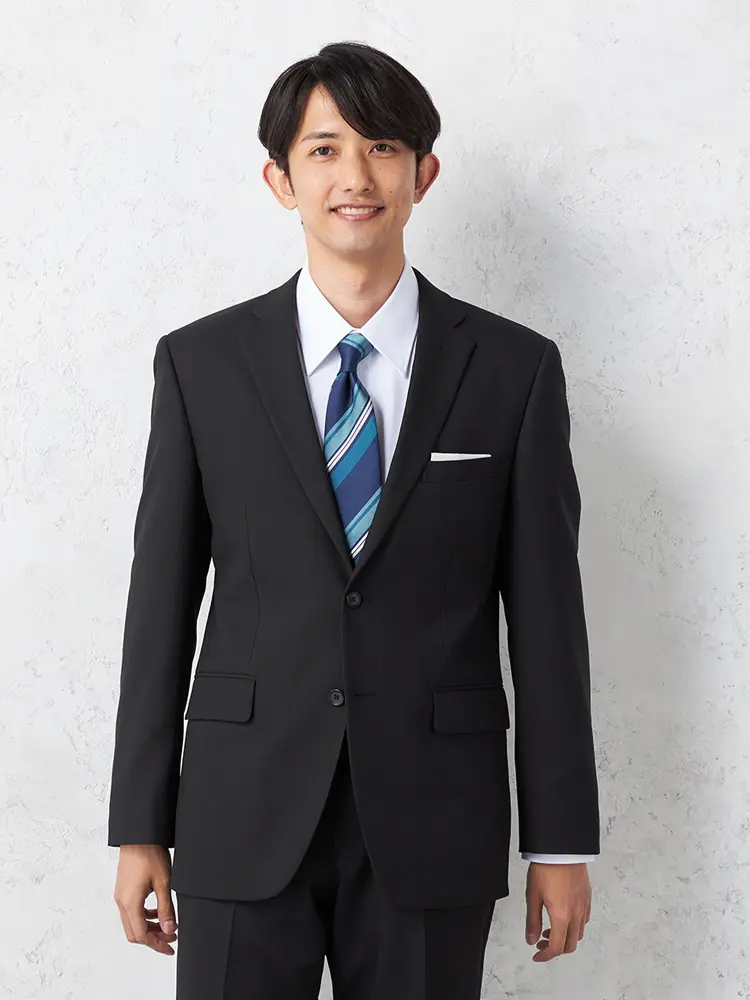 【フュージョンクラブ】２ピースポリエステル100スーツ２つボタンヘリンボン上下ウォッシャブルノータック通年