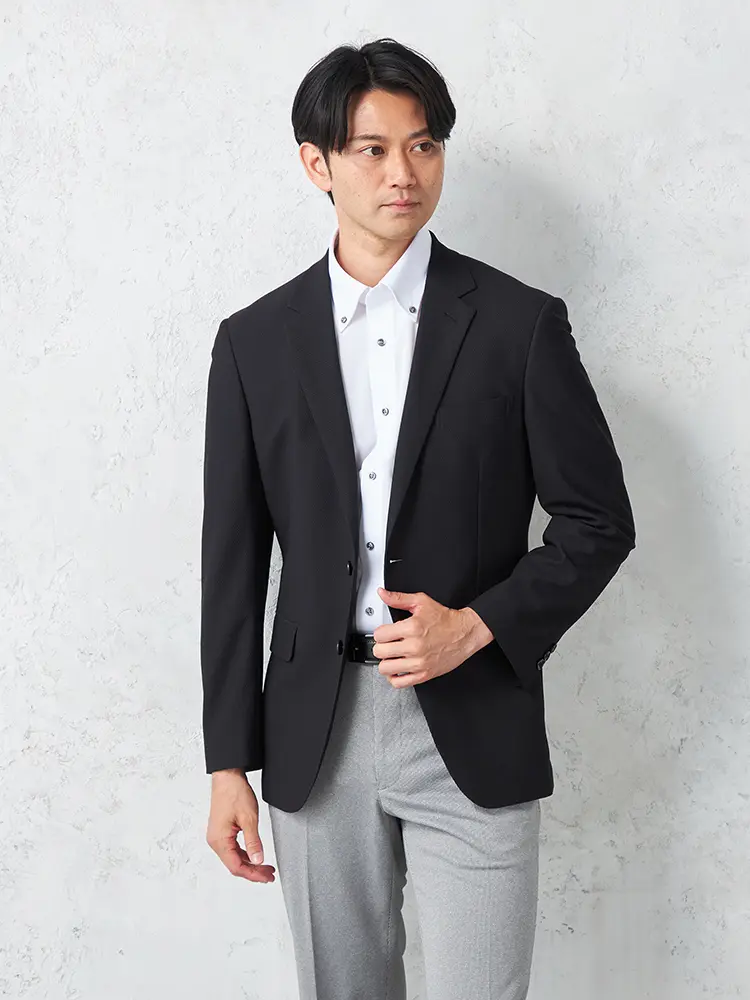 ニットジャケットカラミ織風２つボタンウォッシャブルストレッチ春夏