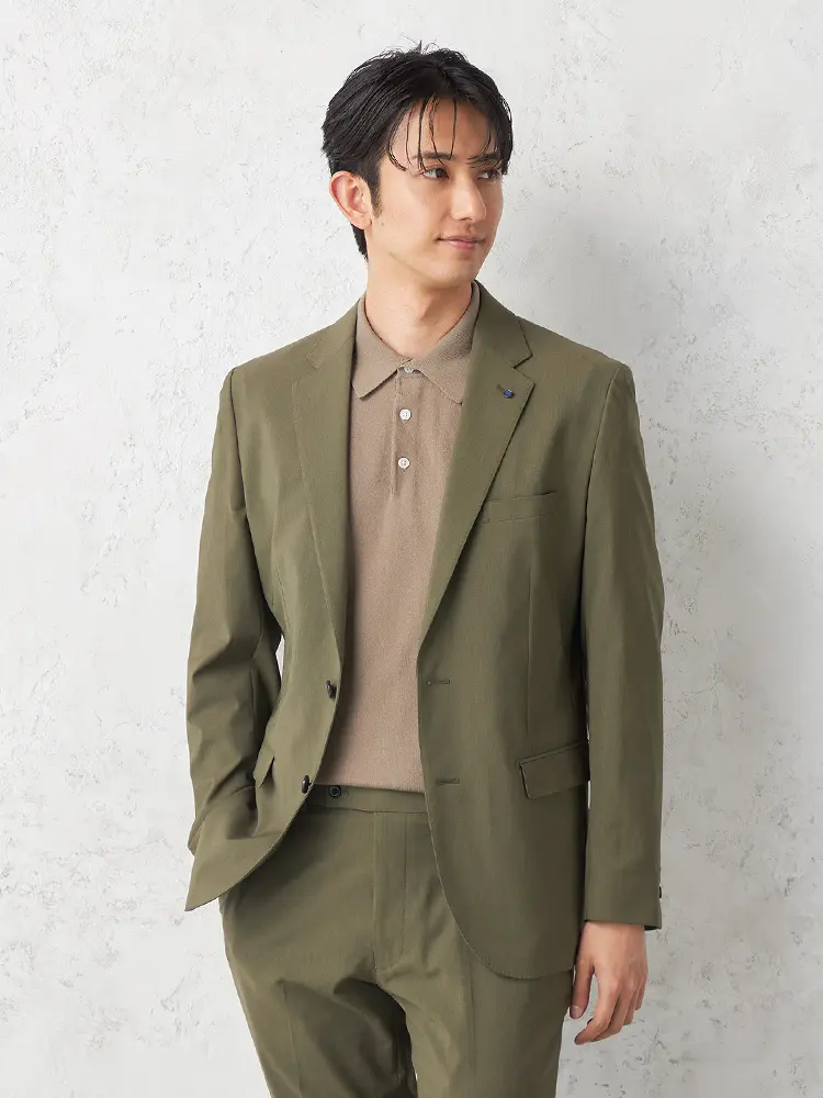 【キャサリンＥハムネット】コットンライクセットアップジャケットウォッシャブルストレッチ春夏