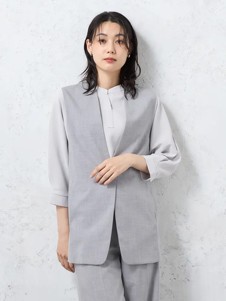 【INDIVI】キャリーマンツイーディーノーカラージレベスト通年【レディース】