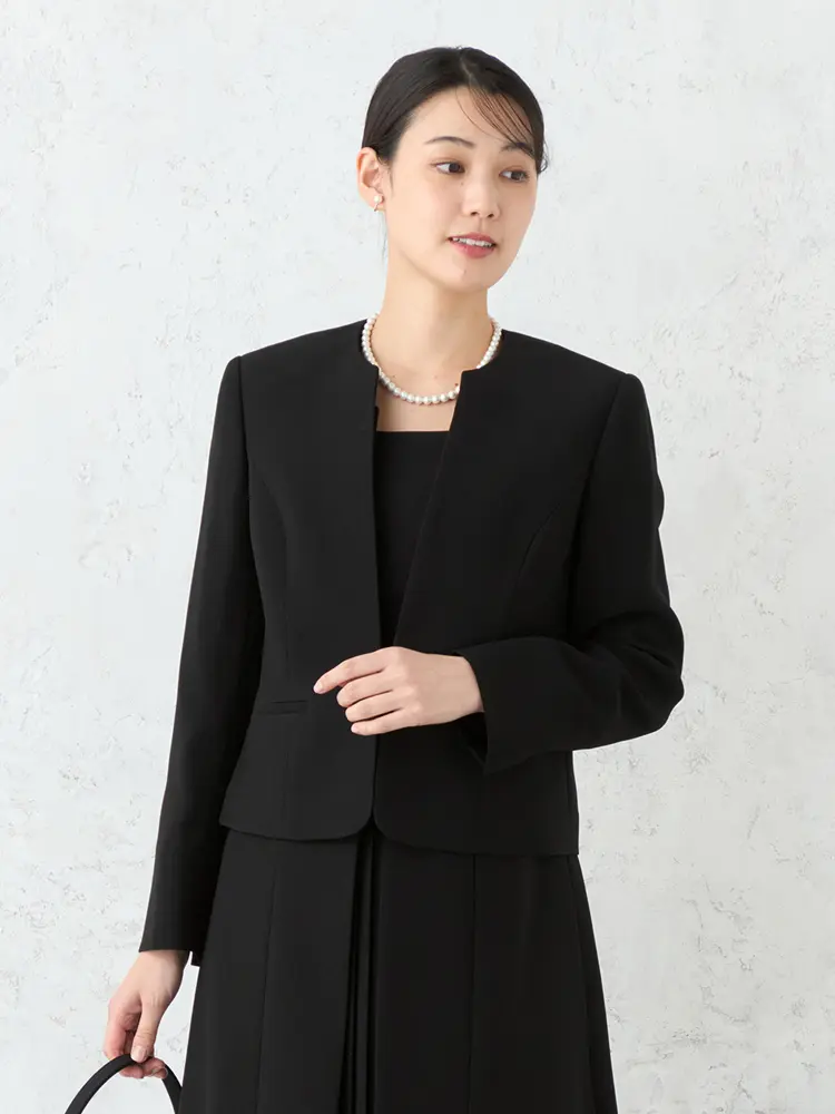 【INDIVILIFE】セミスタンドプリーツオープンアンサンブルフォーマル上下ウォッシャブル通年【レディース】