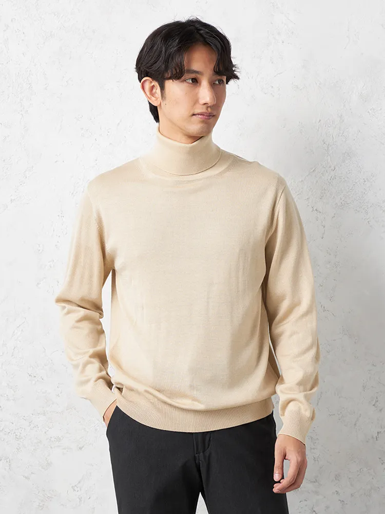 【リッケンバッカー】無地天竺タートルネックセーターカジュアルインナーニット長袖保温秋冬