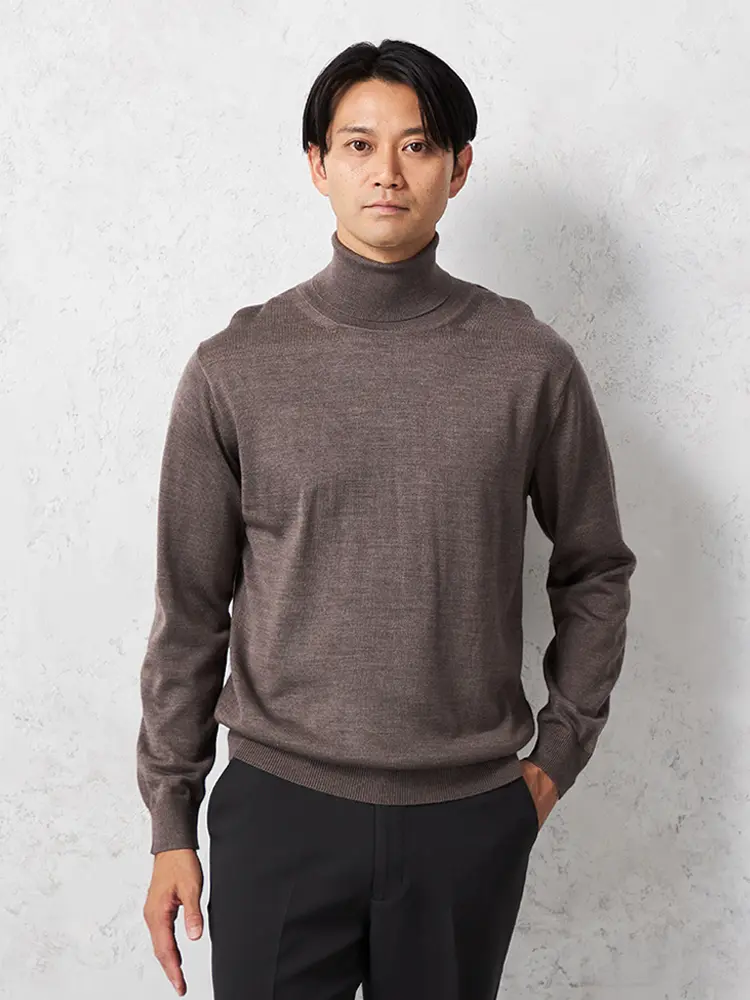 【リッケンバッカー】無地天竺タートルネックセーターカジュアルインナーニット長袖保温秋冬