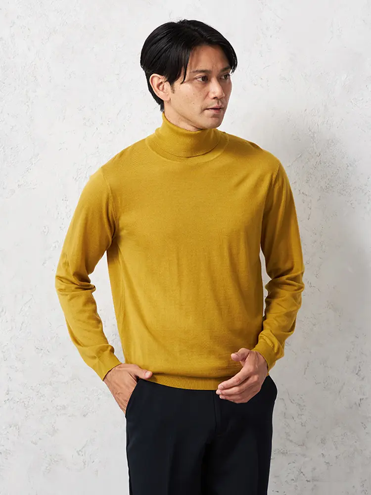 【リッケンバッカーブラック】梳毛タートルネックセーターカジュアルインナーニット長袖保温秋冬