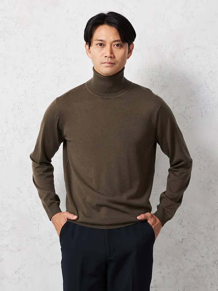 【リッケンバッカーブラック】梳毛タートルネックセーターカジュアルインナーニット長袖保温秋冬