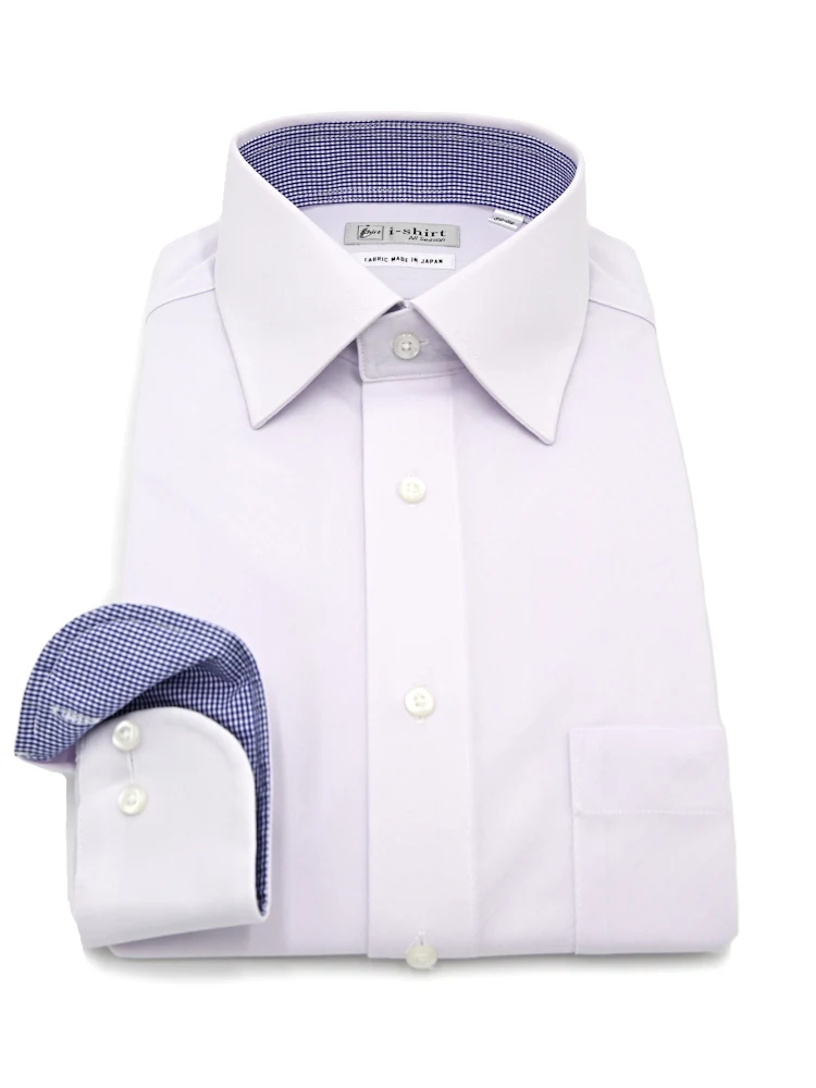【完全ノーアイロン】長袖アイシャツセミワイドシャドウチェックワイシャツi-shirt通年