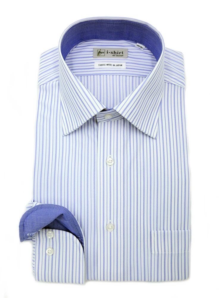 【完全ノーアイロン】長袖アイシャツセミワイドストレッチ吸水速乾ストライプワイシャツi-shirt通年