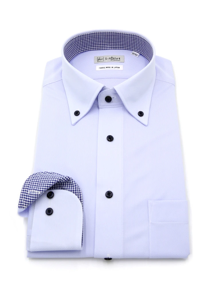 【完全ノーアイロン】長袖アイシャツボタンダウンストレッチ吸汗速乾ブライトスクエアワイシャツi-shirt通年