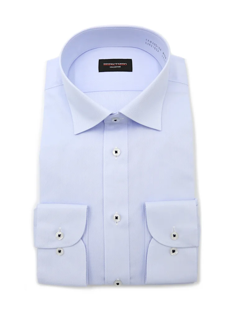 【形態安定】長袖ワイシャツセミワイドカラーツイル柄【スリム】【フレッシャーズ対応】nero通年