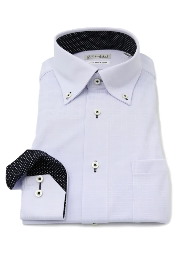 【完全ノーアイロン】長袖アイシャツボタンダウンチェックストレッチ吸汗速乾ワイシャツi-shirt通年