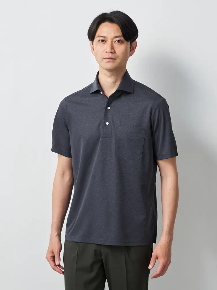 【アイシャツ】アイポロデニム風キシリトール加工カジュアルインナー形態安定ストレッチ吸汗速乾抗菌加工春夏