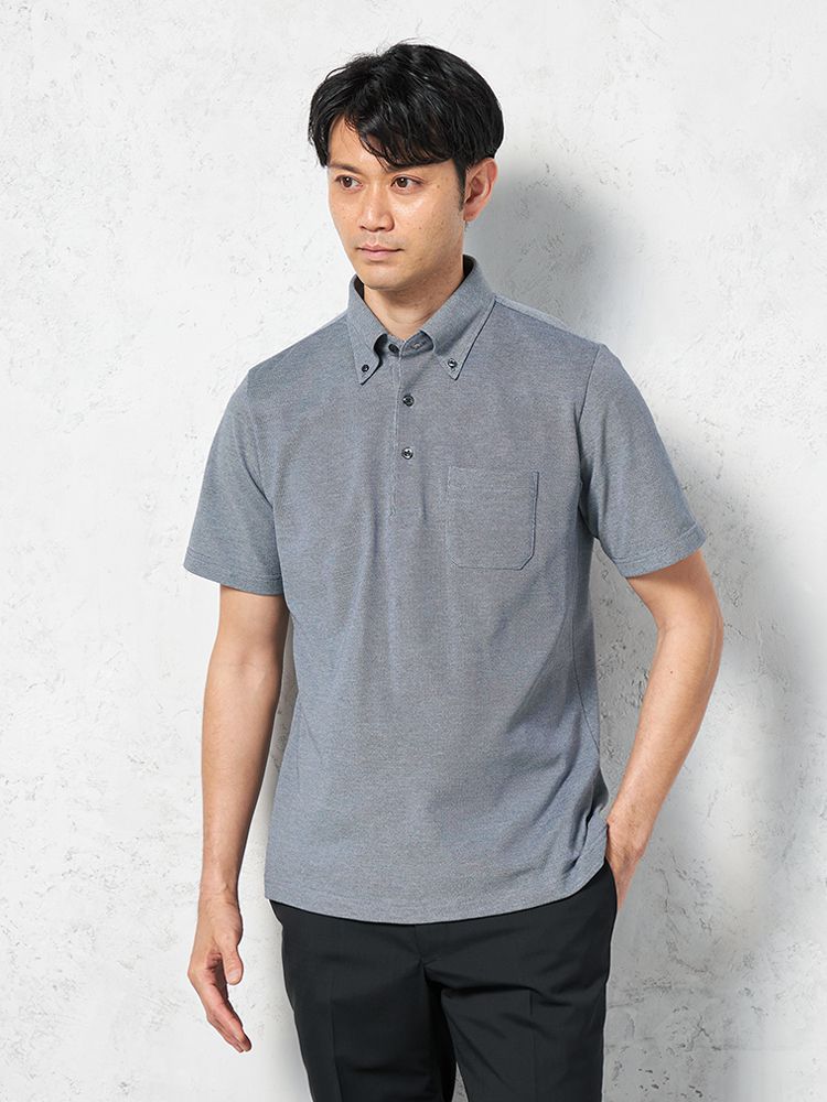 【吸汗速乾】半袖ポロシャツボタンダウンアメリカンシーアイランドコットンドライ無地STOVEL&MASON春夏