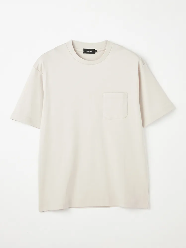 【リッケンバッカーブラック】シルケットスムースポケ付Tシャツカジュアルインナーニット半袖クルーネック無地ＵＶ加工抗菌加工接触冷感防臭加工春夏