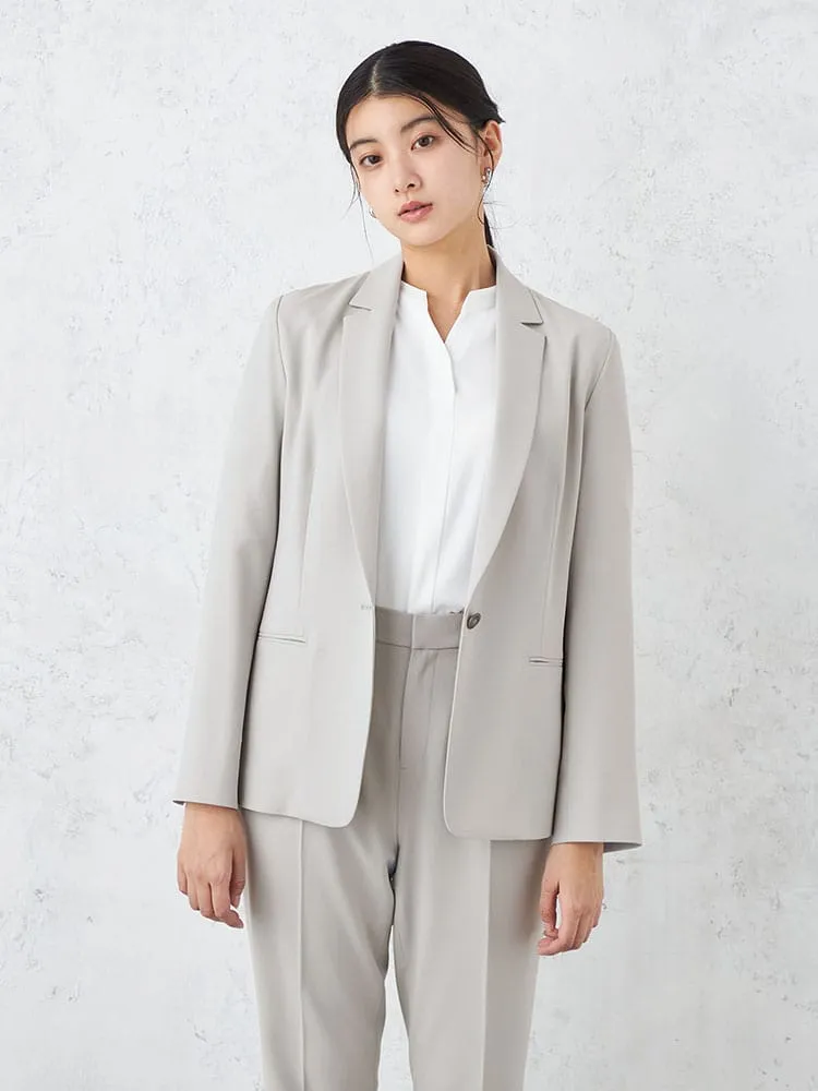 【INDIVI】涼感ストレッチテーラードジャケットビジネス１ボタンウォッシャブル春夏【レディース】