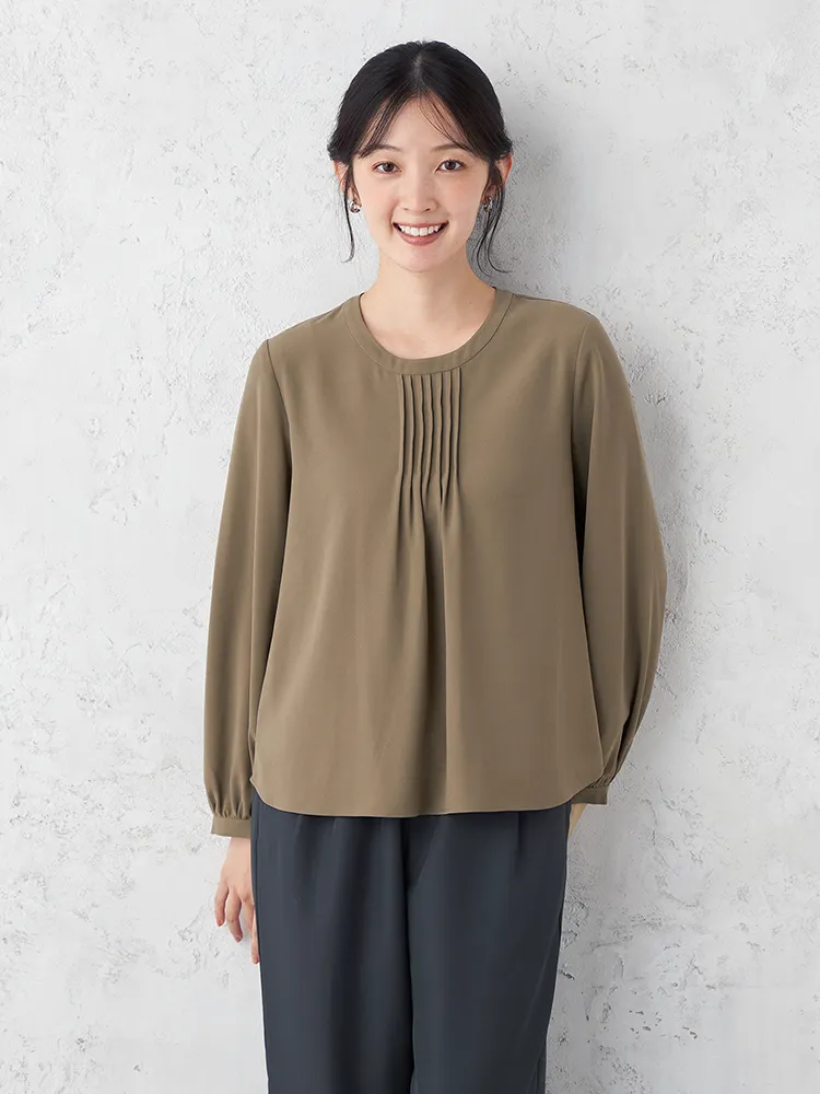 【ONCLOSET】ピンタックブラウス長袖無地ウォッシャブル秋冬【レディース】