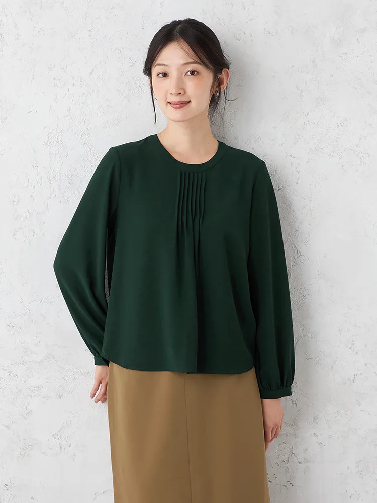 【ONCLOSET】ピンタックブラウス長袖無地ウォッシャブル秋冬【レディース】